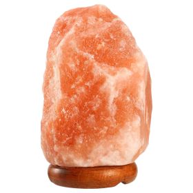 Crystal Rock Salt Lamp with Dimmer Switch, Wood Base