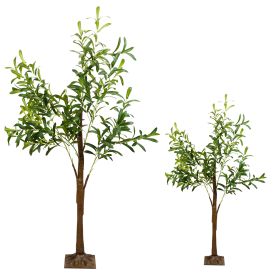 LED Lighted Artificial Olive Tree, Warm White Light, 8 Modes, 4 Ft. or 6 Ft.