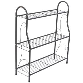 Plant Stand Display Rack Organizer, 3-Tier, Dark Grey Metal