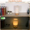 Bedside Nightstand Lamps, Warm White, Bamboo Base