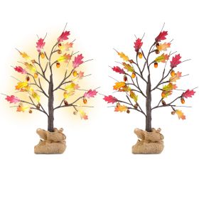 Artificial Lighted Maple Trees, Battery Powered, 2 Pieces