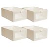 Clothing Storage Bin with Window, 4 Pack, Beige Linen