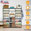 8-Tier 3-Row Shoe/Purse Organizer Rack for 42 Pair. Black Metal