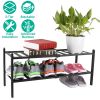 2-Tier Bamboo Shoe Rack, Stackable, Black