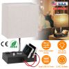 LED Table Lamp with Dual USB Ports, 2 Power Outlets, Dimmable