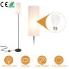 Floor Lamp with Foot Switch, 74.8" Tall, White Shade, Black Iron