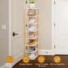 8-Tier Vertical Wooden Space Saving Shoe Rack, White