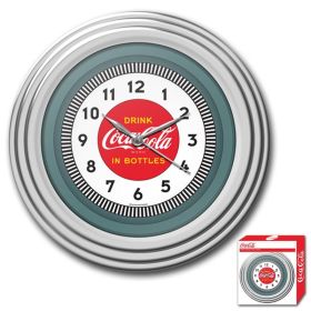 30s Style Chrome Coca-Cola Wall Clock, Chrome