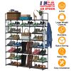 8-Tier 3-Row Shoe/Purse Organizer Rack for 42 Pair. Black Metal