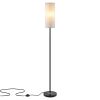 Floor Lamp with Foot Switch, 74.8" Tall, White Shade, Black Iron