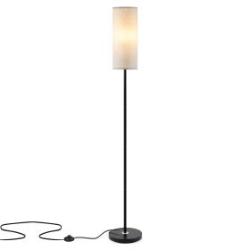 Floor Lamp with Foot Switch, 74.8" Tall, White Shade, Black Iron