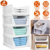 Stackable Storage Box Organizer,  Foldable,  4 Pack, White