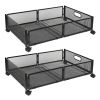 Under Bed Foldable Storage Bin with Wheels, 2 Pack, Black