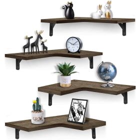 Corner Floating Shelf, Wall Mount, 4 Piece, Wood