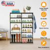 7-Tier Shoe/Purse Organizer Rack for 24+ Pairs, Black Metal