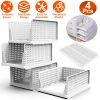 Stackable Storage Box Organizer,  Foldable,  4 Pack, White