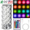 Rose Crystal Table Lamp w/Remote, Dimmable, Rechargeable
