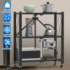 3-Tier Foldable Storage Shelf With Lockable Wheels