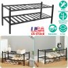2-Tier Bamboo Shoe Rack, Stackable, Black