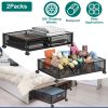 Under Bed Foldable Storage Bin with Wheels, 2 Pack, Black