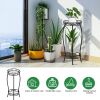 Round Plant Stand, 2-Tier, 26.57", Black Metal