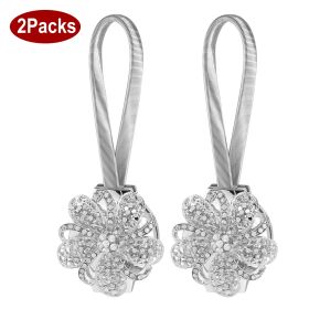 Magnetic Curtain Tiebacks, Extendable Floral, 2 Pack