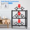 3-Tier Foldable Storage Shelf With Lockable Wheels