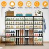 8-Tier 4-Row Shoe Organizer Rack for 56 Pairs, Black Metal
