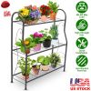 Plant Stand Display Rack Organizer, 3-Tier, Dark Grey Metal