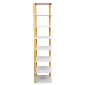 8-Tier Vertical Wooden Space Saving Shoe Rack, White