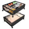 Under Bed Storage Container with 360° Rotatable Wheels, Clear Cover, 2 Pieces