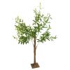 LED Lighted Artificial Olive Tree, Warm White Light, 8 Modes, 4 Ft. or 6 Ft.
