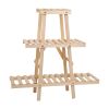 3-Tier Wooden Triangle Ladder Plant Stand, Rack 82lbs Max Load for Indoor Pati