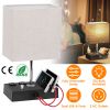 LED Table Lamp with Dual USB Ports, 2 Power Outlets, Dimmable