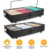 Under Bed Storage Container With Wheels, Clear Lid, 2 Pack, Black
