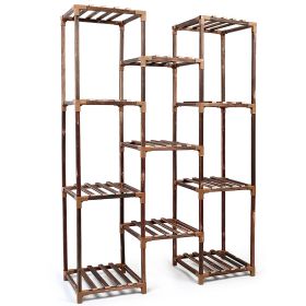 Multi-tier Wooden Plant Stand, 11 Shelves