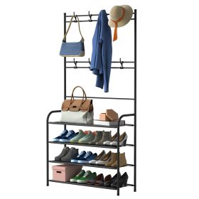3-in-1 Hall Tree, 4-Tier, Black