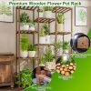 Multi-tier Wooden Plant Stand, 11 Shelves