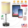 Nightstand Lamps, 3 Modes, White Shade/Black Base, 2 Pieces