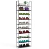 10-Tier Space-Saving Shoe Rack for 25-30 Pair, Black
