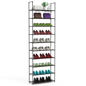 10-Tier Space-Saving Shoe Rack for 25-30 Pair, Black