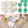 Clothing Storage Bin with Window, 4 Pack, Beige Linen