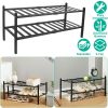 2-Tier Bamboo Shoe Rack, Stackable, Black