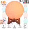 3D Moon Night Light w/ Remote, 16 Colors,  3.15"