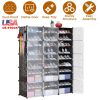 10-Tier, 3-Row Stackable Shoe Rack Organizer with Transparent Doors