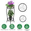 Round Plant Stand, 2-Tier, 26.57", Black Metal
