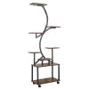 8-Tier Plant Tower W/ Grow Lights and Lockable Wheels, S-shaped, 61.42"