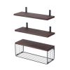 2-In-1 Floating Shelves with Basket, Wall Mounted