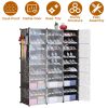 10-Tier, 3-Row Stackable Shoe Rack Organizer with Transparent Doors
