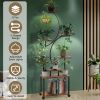 8-Tier Plant Tower W/ Grow Lights and Lockable Wheels, S-shaped, 61.42"